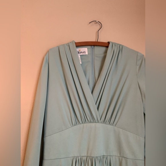 Vintage 1970's Fred Rothschild Maxi Dress Green Fall Winter Wedding Empire Waist - Picture 4 of 11